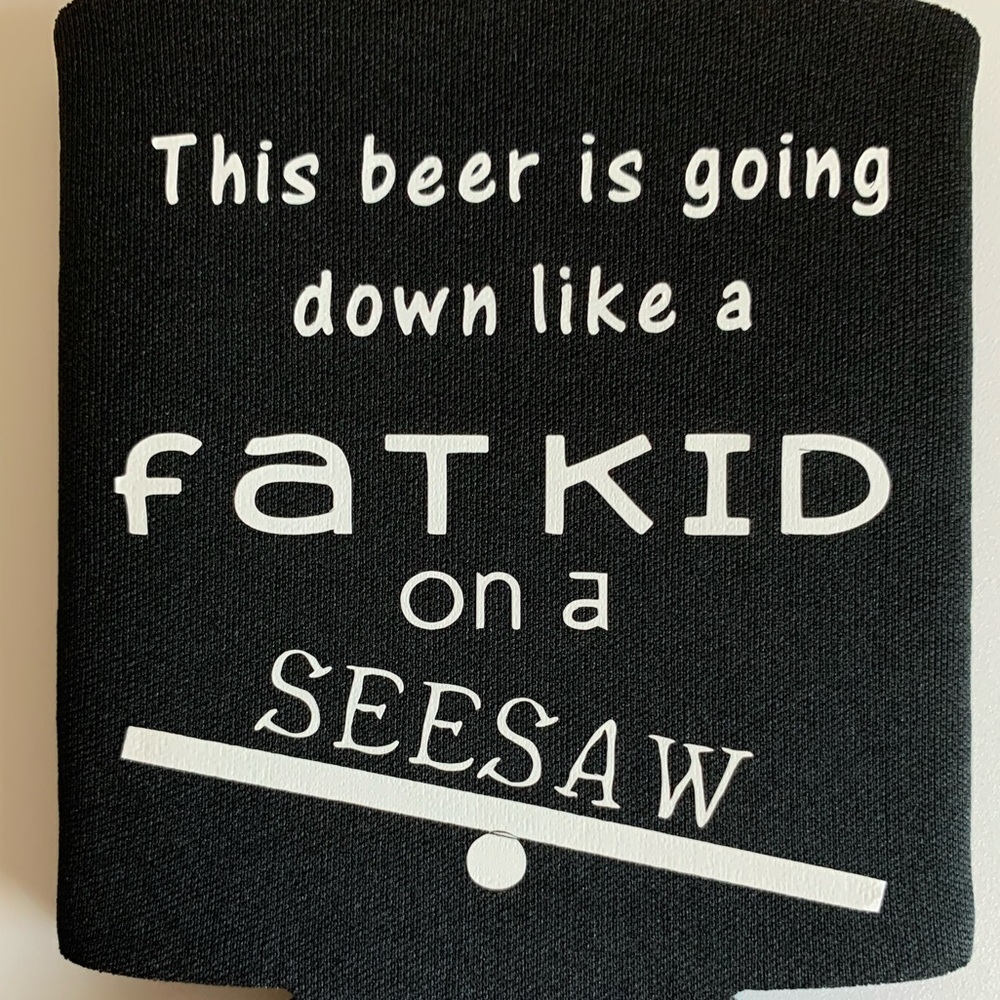 Fat Kid on a Seesaw Koozie